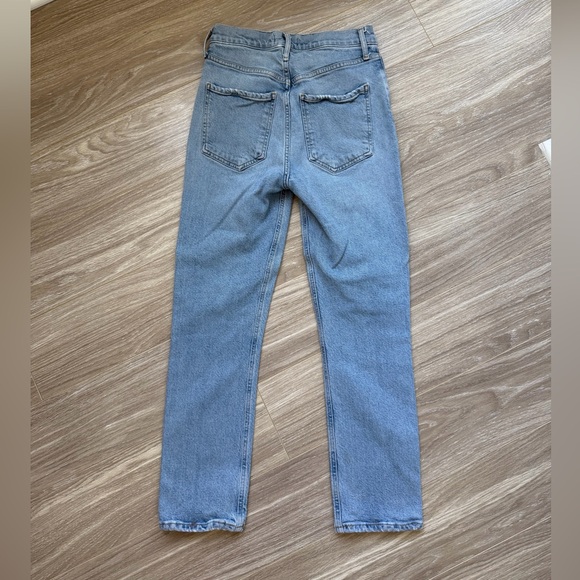 AGOLDE Women’s Riley High Rise Straight Jeans Sz 25 Lightwash Blue Denim EUC - Picture 13 of 14